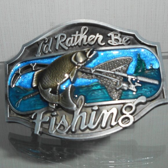New “I’d Rather Be Fishing” Buckle W/FREE GIFT - Picture 1 of 4